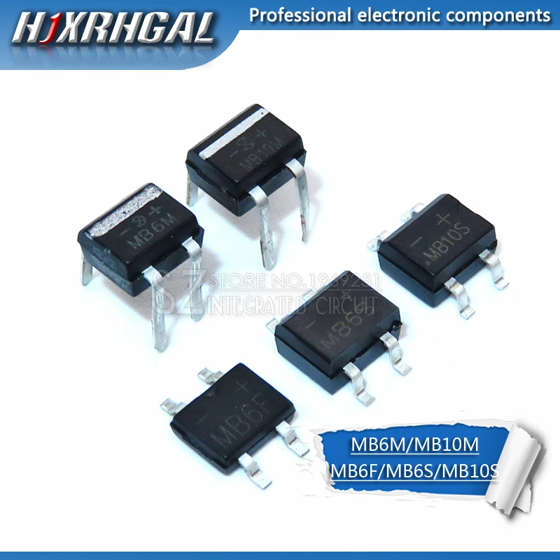 Миниатюрный Мостовой выпрямитель hjxrhgal MB6S MB6M MB10S MB10M MB6F 0.5A 600 В 20 шт.|Интегральные