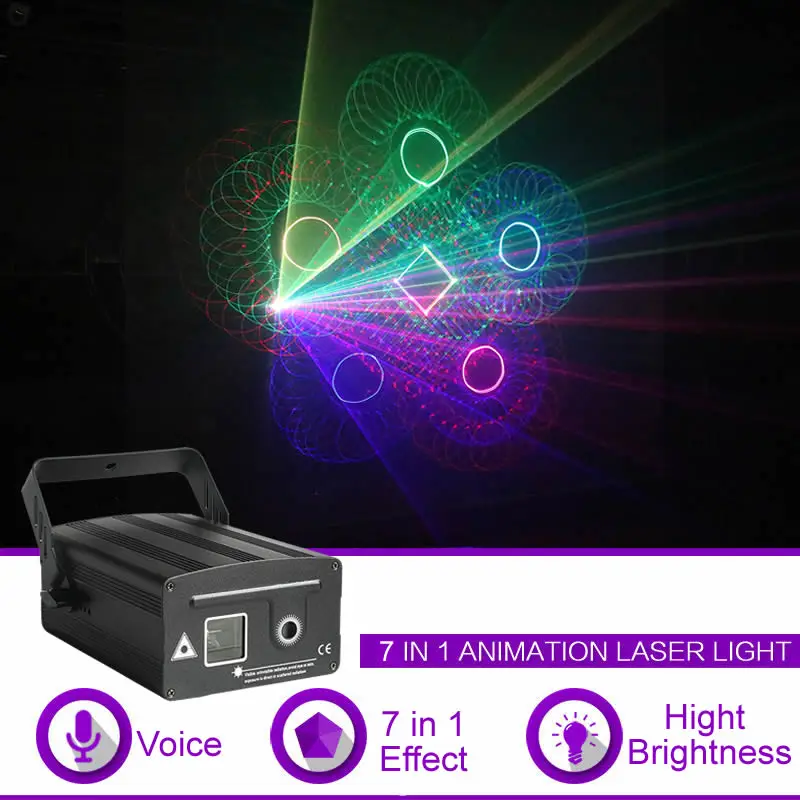 

Sharelife Mini 7 in 1 RGB Animation Beam Gobo Effect Laser Light DMX for Wedding DJ Show Karaoke Party Nightclubs Stage Lighting