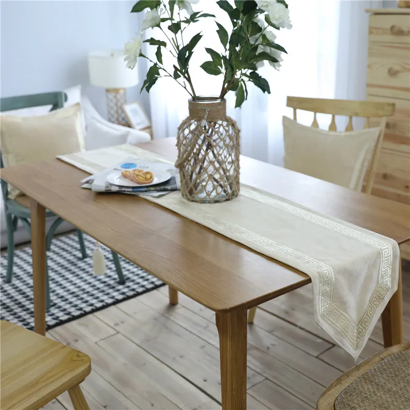 Luxury Modern Fashion Embroidery Print Table Runner Flag Simple Tablecloth Cover Wedding Birthday Party Home Decoration | Дом и сад