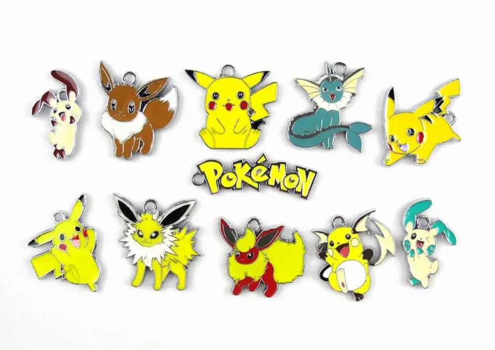 

New 20 pcs Pokemon Pikachu Letter Popular Cartoon Anim Head Charms Pendants Jewelry Making DIY Christmas Gifts Free Shipping