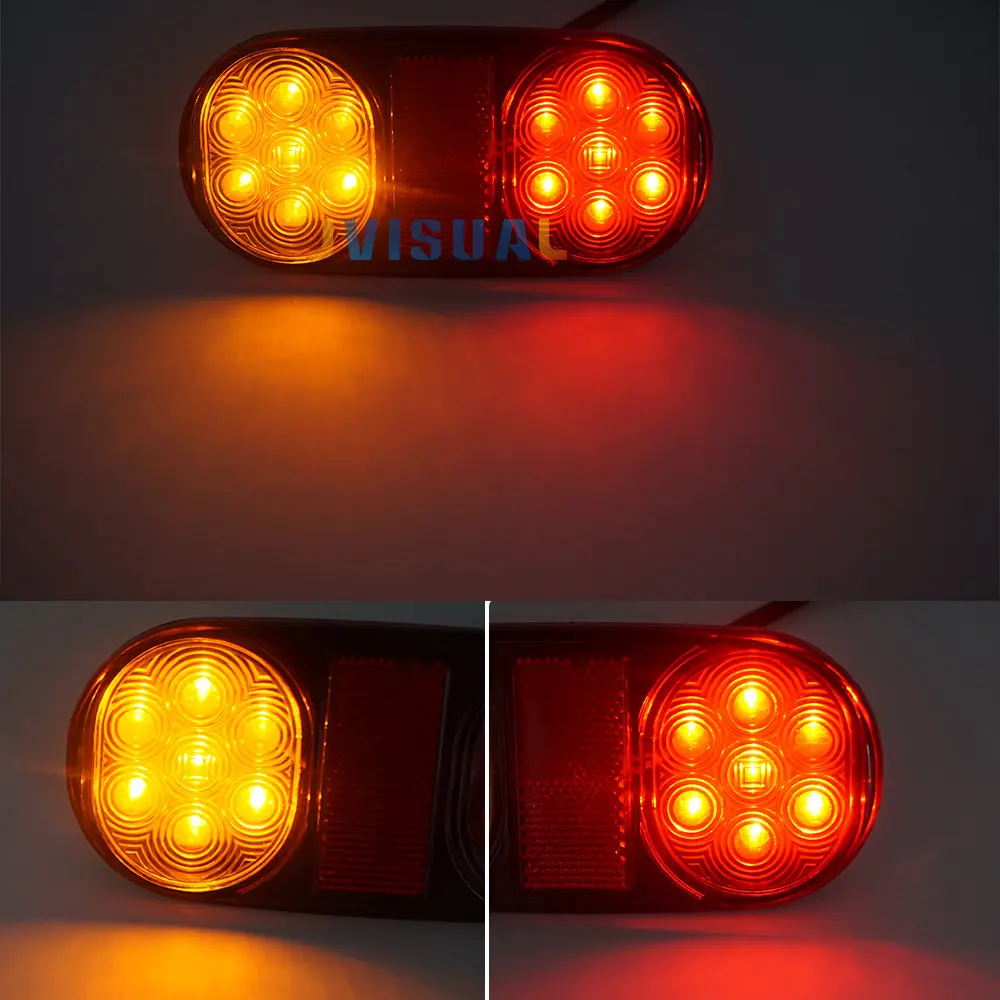 New 2PCS 24V 14LEDS Truck Trailer Waterproof LED Tail Light Reversing Running Brake Turn Lights Stop Indicator Lamp Yellow Red