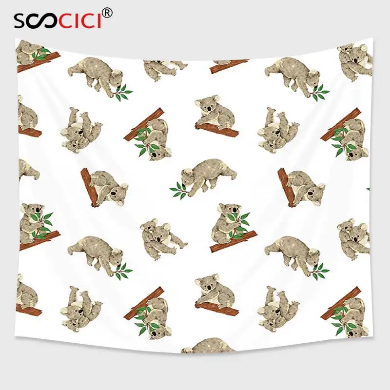 Cutom Tapestry Wall Hanging Animal Decor Koala Pattern Design Mammals Of The Nature Nursery Australian Animals Baby | Дом и сад