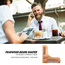 Pear Wood Double-side Beard Shaping Styling Template Beard Comb Men Shaving Tools Comb for Hair Beard Trim Template Combs New