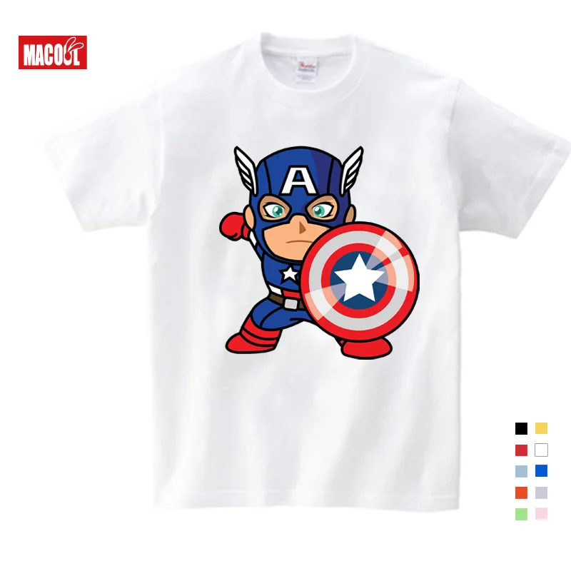 Fashion Captain America Distressed Shield Logo Cotton T-Shirts Boy Girls Printing T-shirt 3T-9T Gifts for Children's Birthday Fashion Captain America Distressed Shield Logo Cotton T-Shirts Boy Girls Printing T-shirt 3T-9T Gifts for Children's Birthday