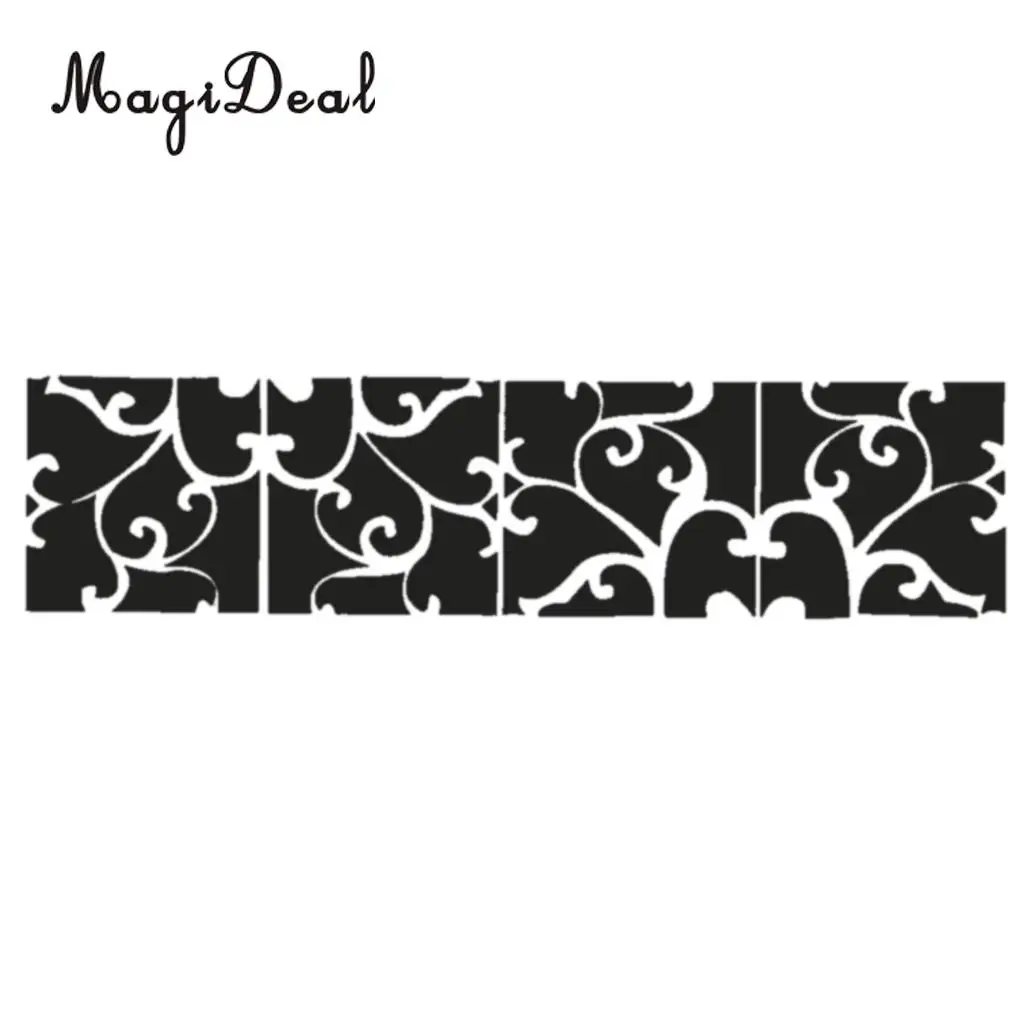 3D Acrylic Mirror Decal Sticker Stitched Wall Panels Home Decoration 8x8inch, Silver/Black/Gold