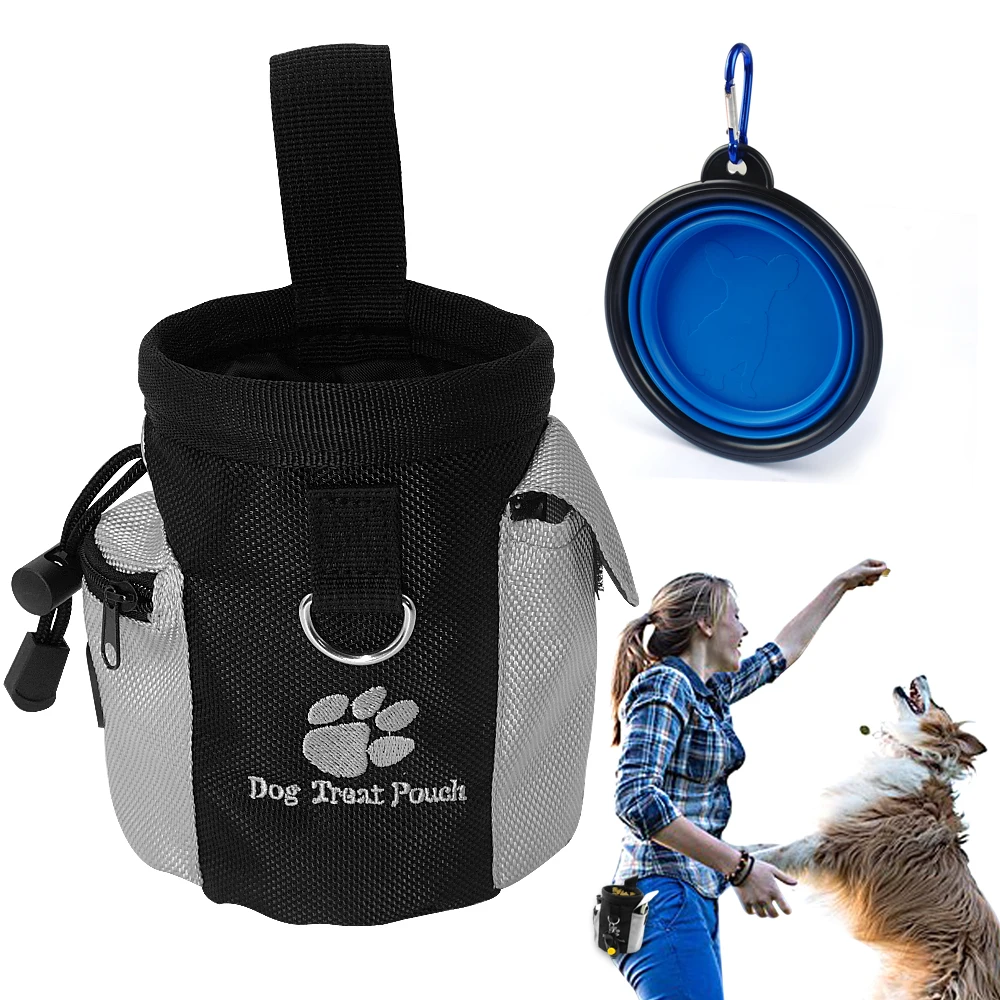 

Dog Treat Training Pouch Pet Snack Bags Puppy Snack Bags Outdoor Pets Feed Pouch Built-in Poop Bag Dispenser Portable Dog Bowl