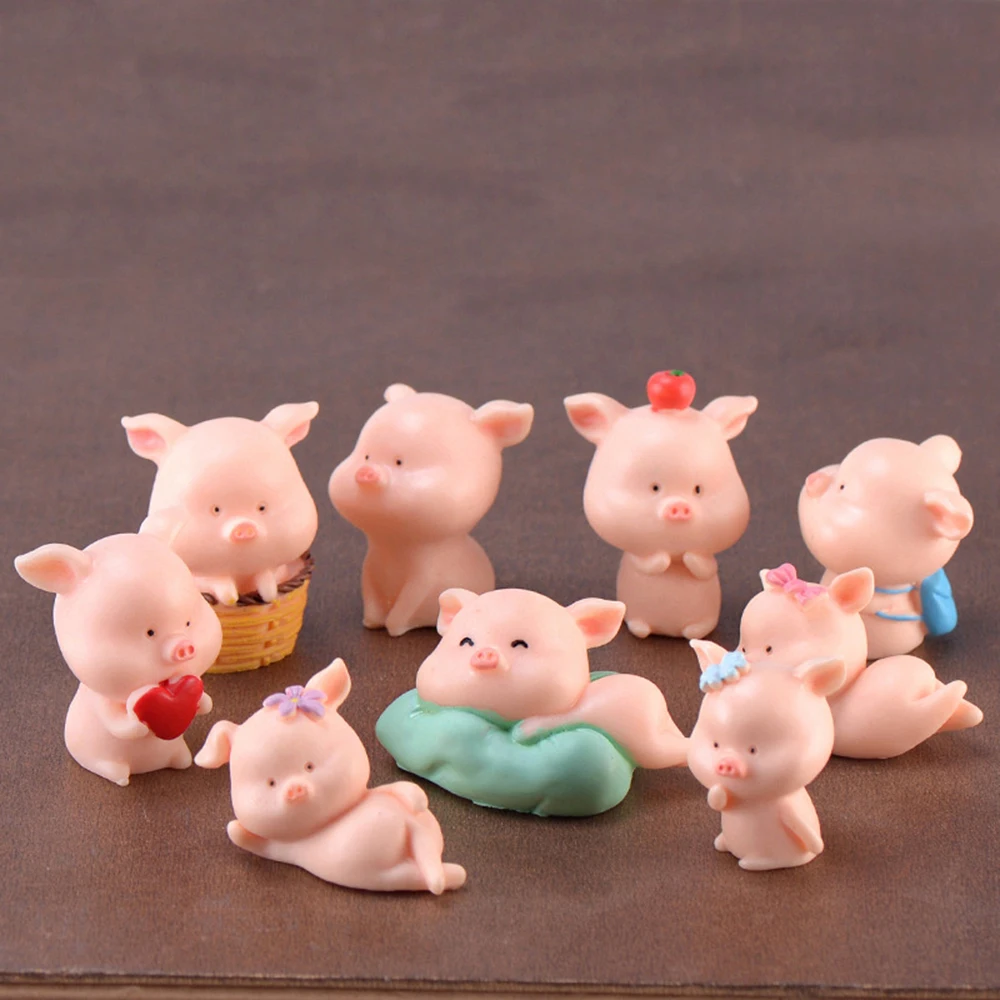 

1Pcs Mini Cute Pig Resin Crafts Ornaments Animal Model Cartoon Figures Fairy Garden Decoration Accessories Toys Gift For Kids