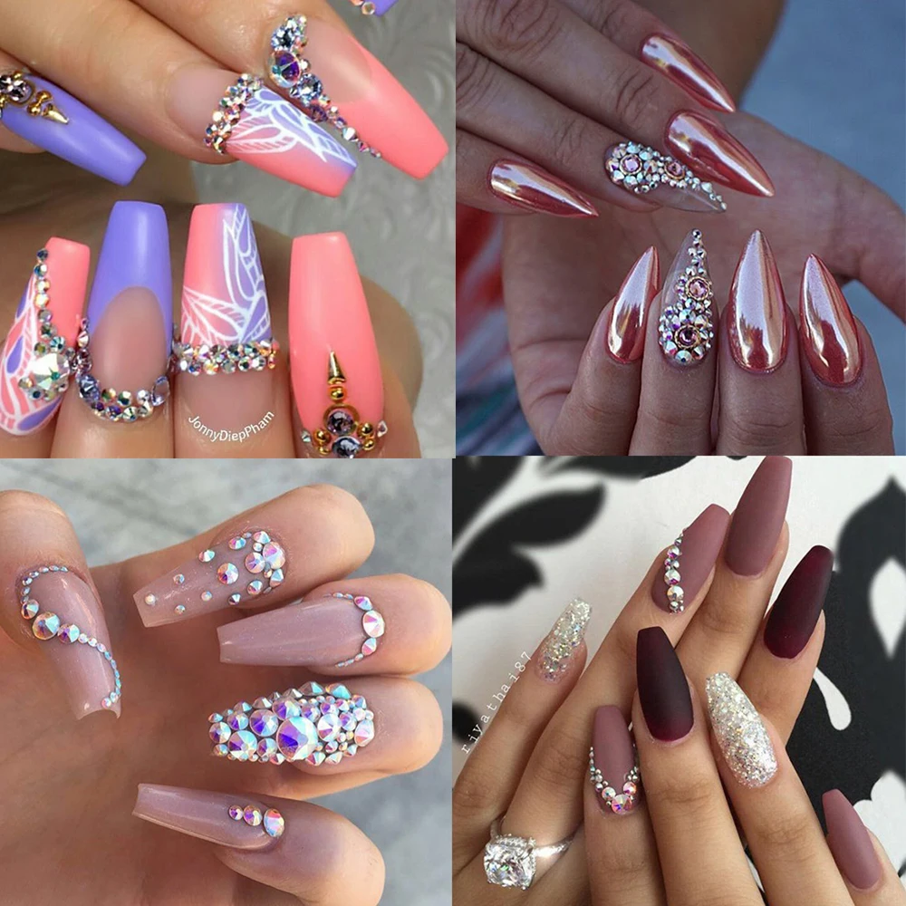 1440 шт./упак. SS3-SS12 Nail Art Блеск Стразы AB Золото 3d Стекло, на плоской подошве, с украшением в виде кристаллов, на спине для проведения дезинфекции в маникюрном салоне украшения SANJ246