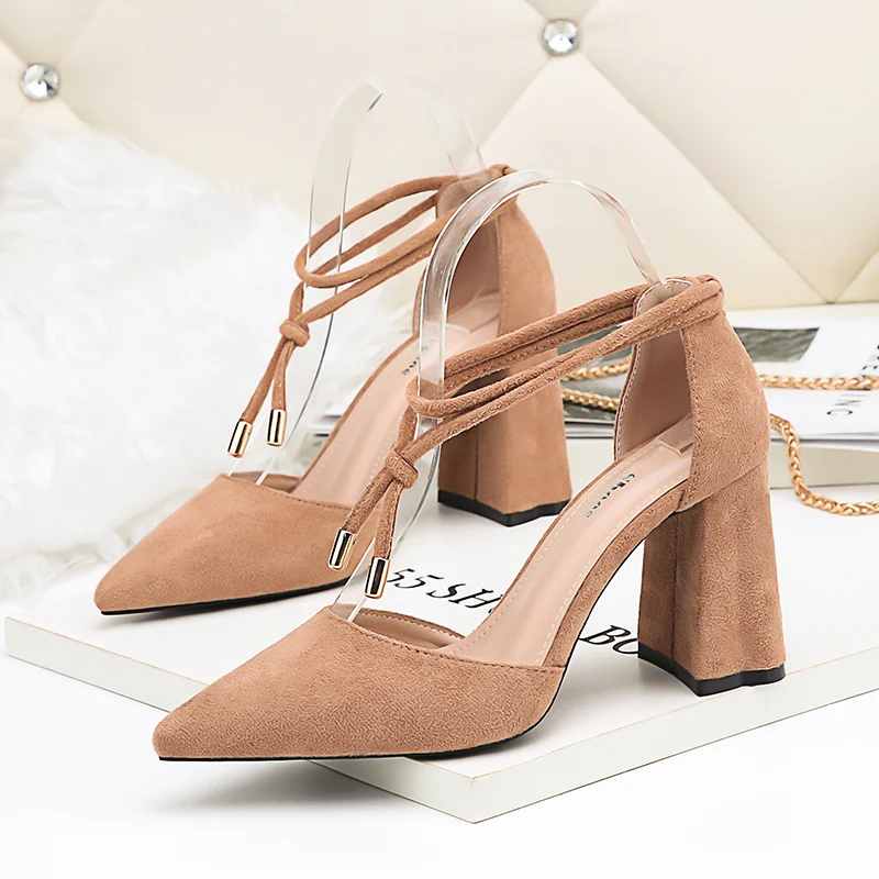 grey thick heels