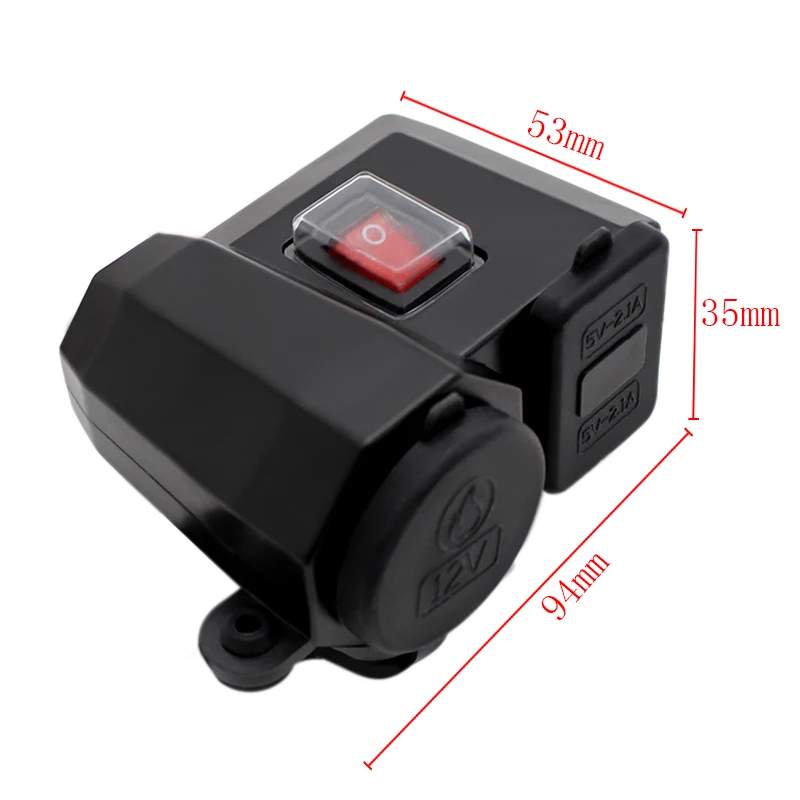 Dual USB Port 12V Waterproof Motocross Motorcycle Handlebar Charger Led 5V 1A 2.1A Adapter Power Supply Socket for Phone Mobile