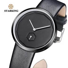 STARKING, черные женские часы, кварцевые, Relojes Hombre,, унисекс, часы 40 мм, Безликий дизайн, кожа, модные, простые, наручные часы для мужчин