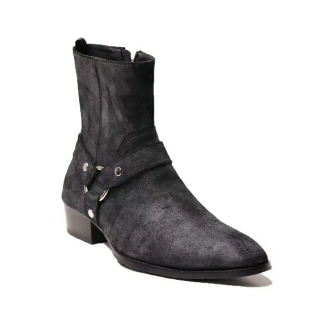 

2018 New arrival Handmade Winter Vintage Retro Black Nubuke Restore Ancient Do Old Chelsea High help mens Botas