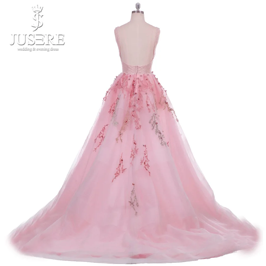 Тюлевое платье с V образным вырезом открытой спиной и шлейфом|evening dress|pink evening
