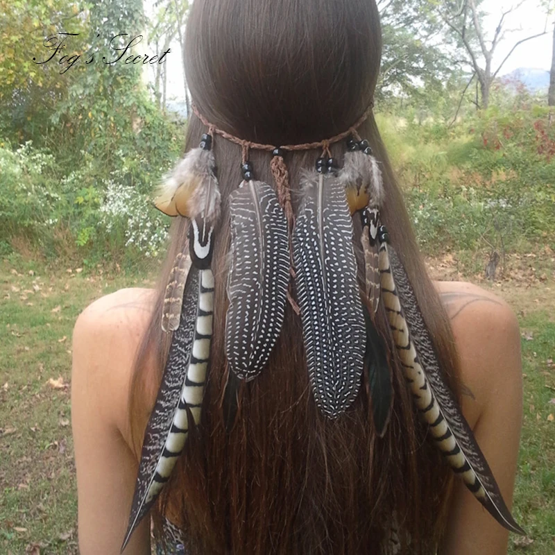 

Female Hippie Vintage Fashion Headband Feather hair band accessories ethnic hair band For Women
