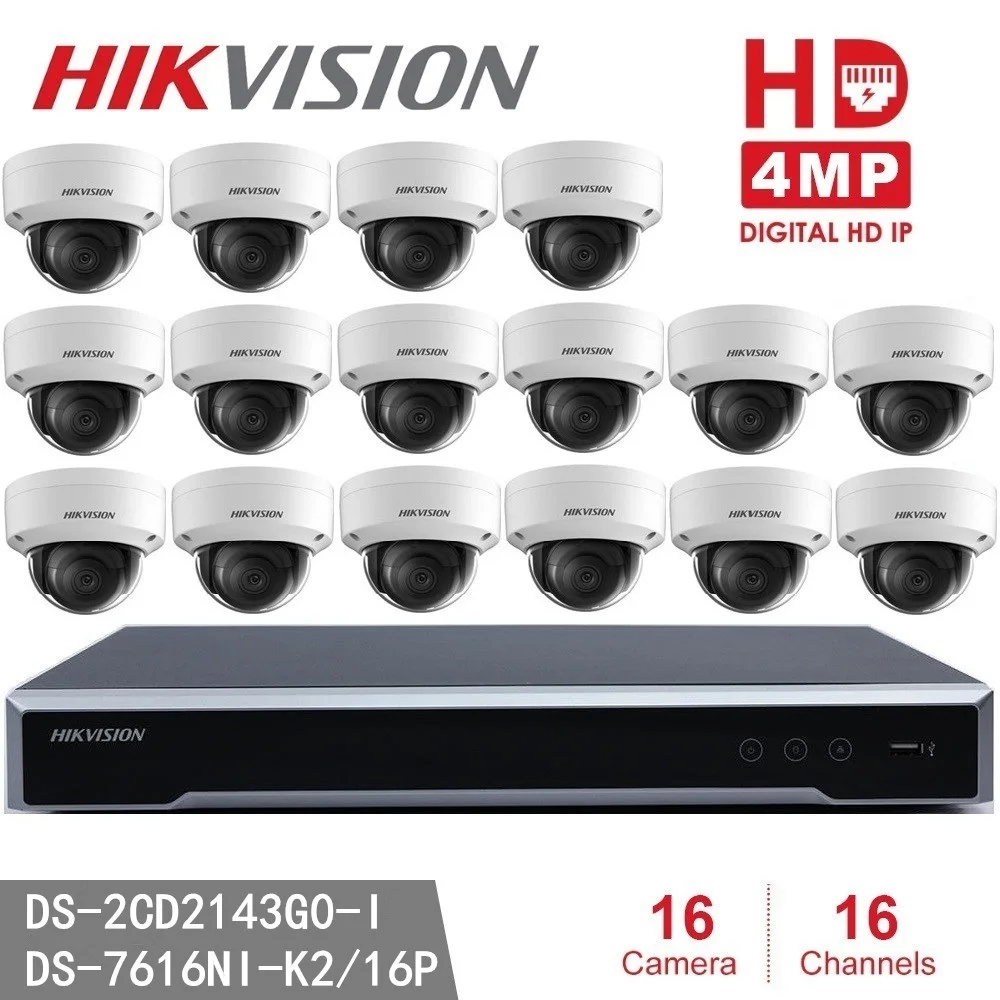 Hikvision DS-2CD2143G0-I 4MP IP Камера P2P H.265 безопасности Камера + Hikvision 4 K NVR DS-7616NI-K2/16 P 8MP Разрешение Запись