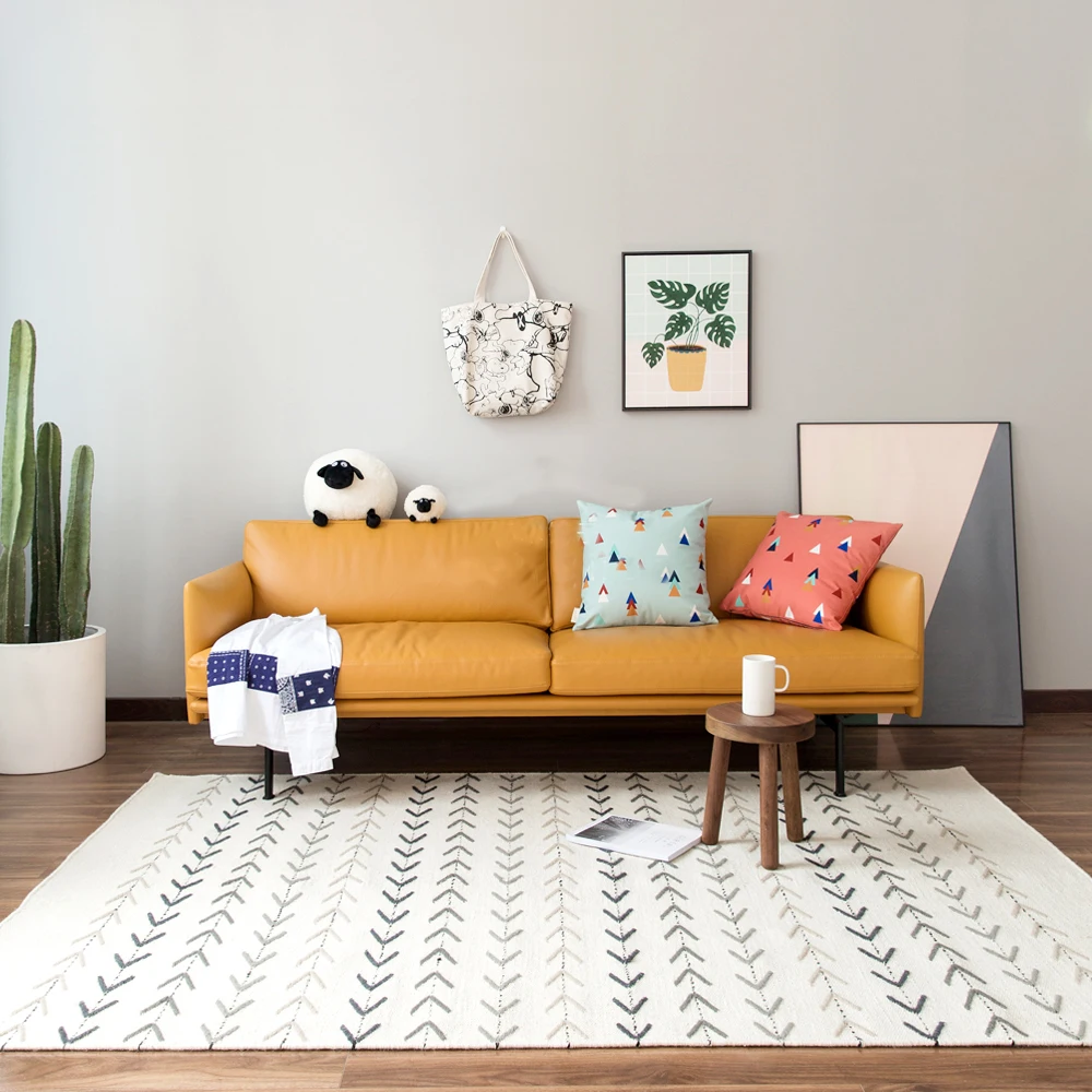 Шерсть ковер килим геометрический Богемия индийский плед черный белый полосатый современный дизайн в скандинавском стиле