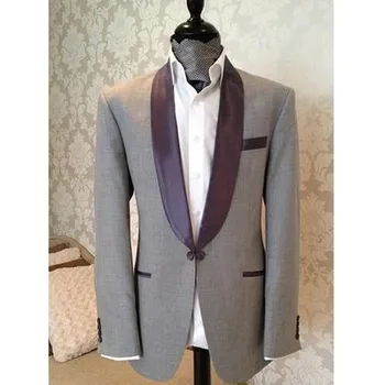 Ceny Wykonane Na Zamówienie światła Szary Mężczyźni Garnitur Slim Fit Groom Smokingi Formalne Mężczyzna Garnitur ślub Smokingi Custom Made Najlepszy Człowiek Garnitur (kurtka + Spodnie)