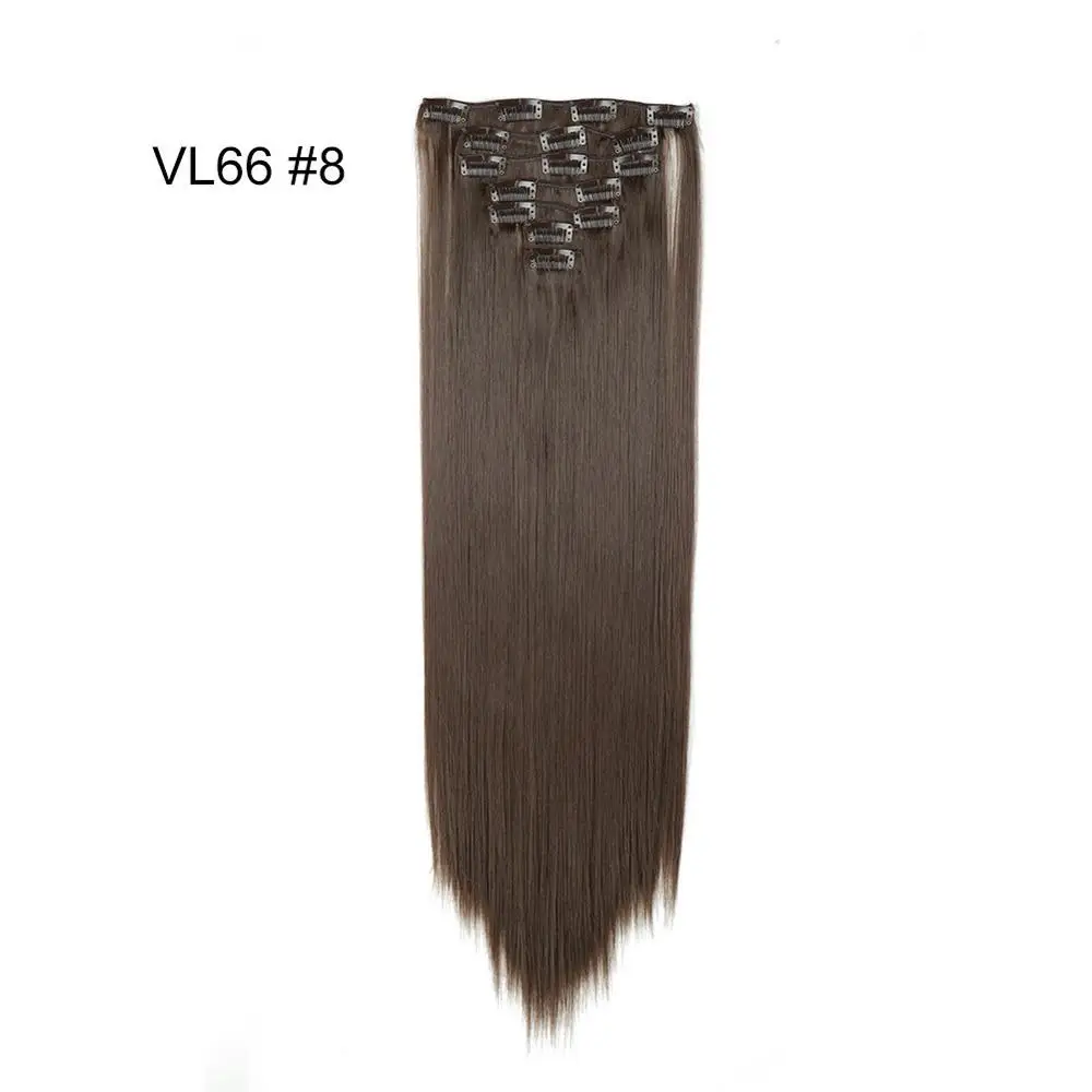 Valenwigs 22 ''клип в синтетических волос для наращивания полная голова длинные прямые чистый цвет 7 шт./компл. поддельные волосы для черных/белых женщин - Цвет: #8