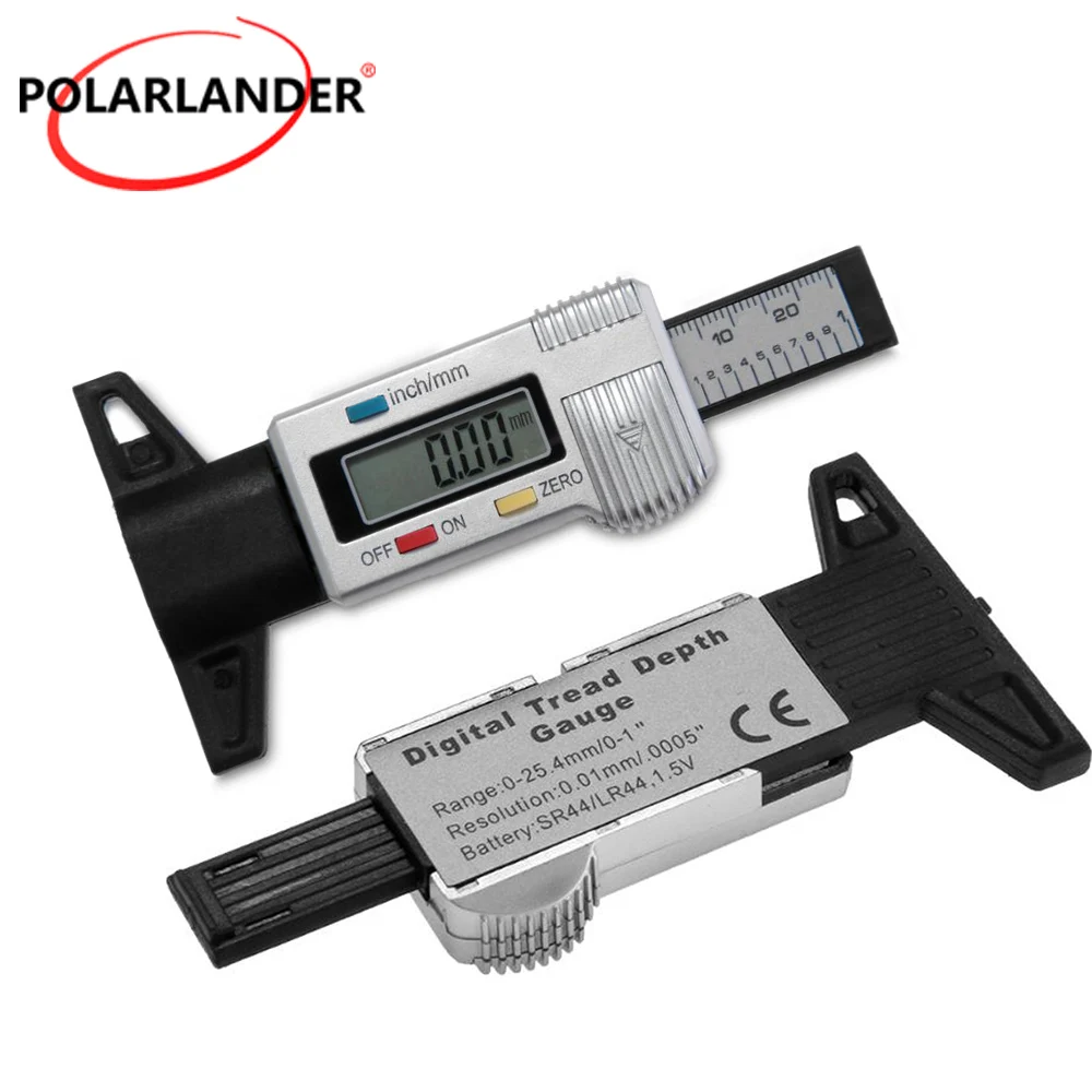 Polarlander ЖК-дисплей дисплей протектора глубиномера автомобильных шин глубины тестер тормозной башмак Датчик автомобильных шин глубиномера