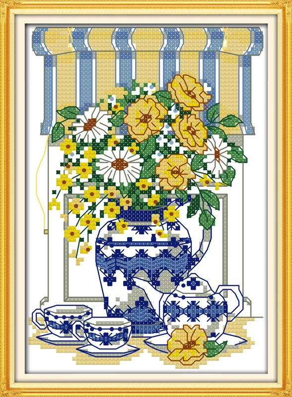 

Joy Sunday Afternoon Tea Time Needlework Cross Stitch Sets for Embroidery Kits Precise Printed Patterns Counted Cross-Stitching