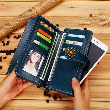 

Stock Promotion Genuine Leather Women Wallet Fashion Female Clutch Purse Lady Cellphone Bag Long Design Women's Clutch