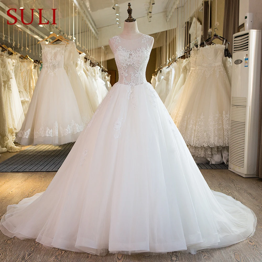 

SL-38 New Bridal Gowns Long Beading Lace Real Picture Wedding Dress Plus Size 2017