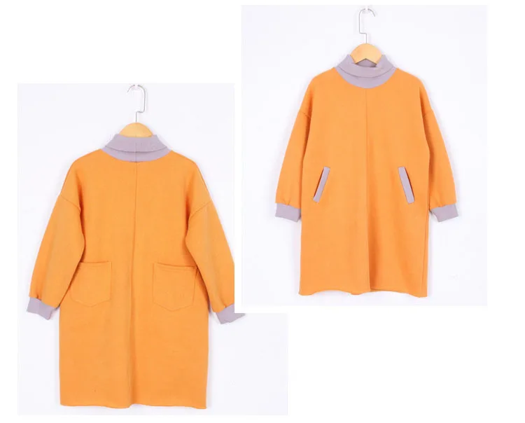 solid loose velvet dress baby girls 2018 winter clothing kids pockets turtleneck girl straight dresses for 14 years old clothes (9)