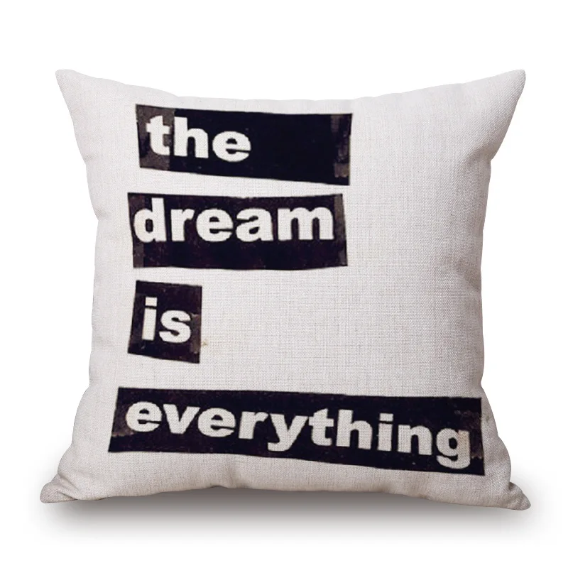 

Vintage Cushion Cover Black White Englishi Word Cushions For Sofa Seat Simple Home Decor 45*45cm