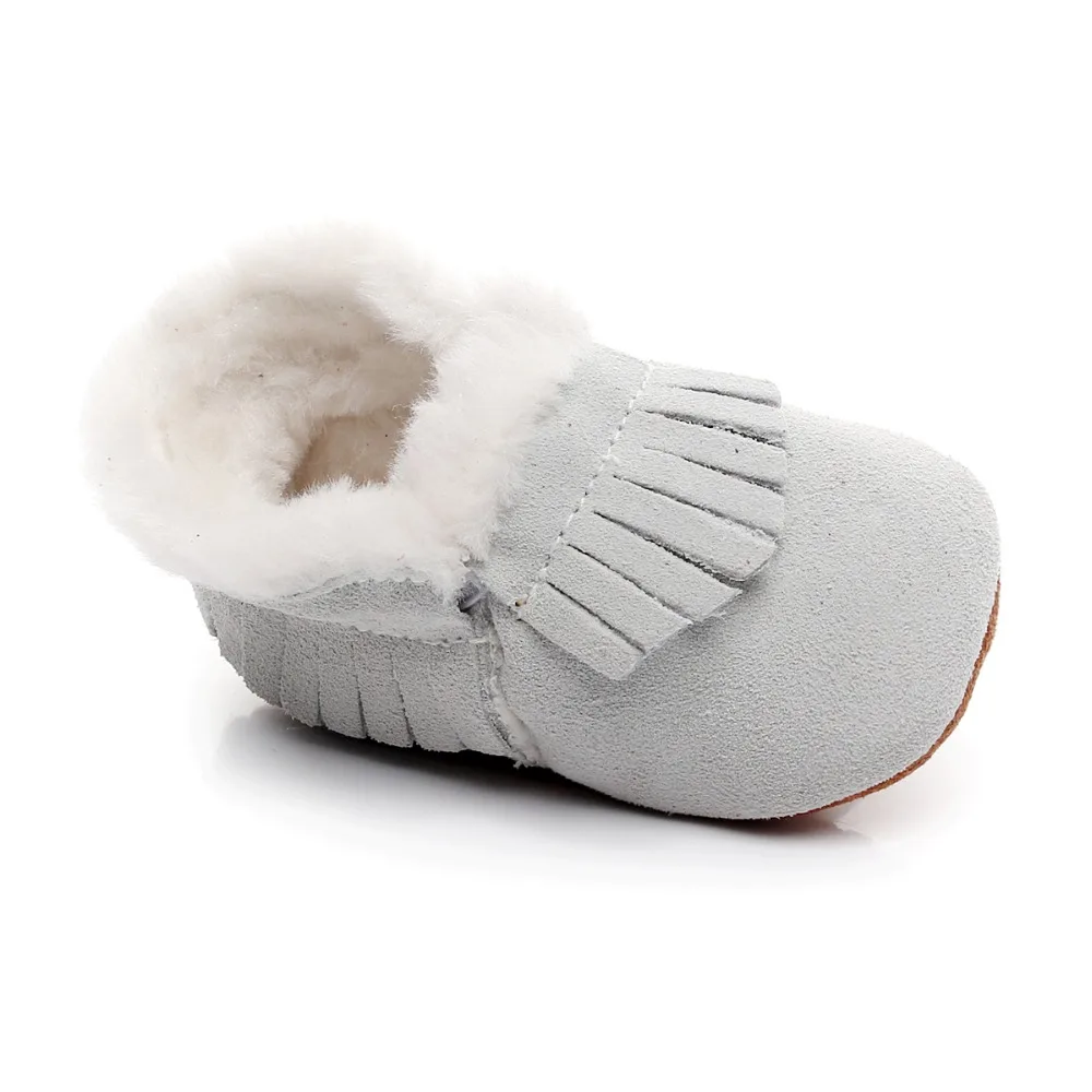 Новые стильные зимние меховые сапоги с бахромой, детские сапоги из натуральной кожи для девочек и мальчиков, замшевые ботинки для малышей