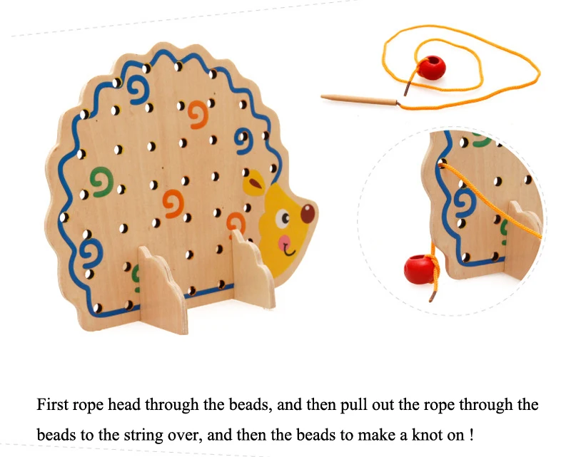 QWZ Обучающие деревянные игрушки-головоломки 82 шт. Ежик фрукты бусины Монтессори Oyuncak обучающие игрушки для детей Подарки