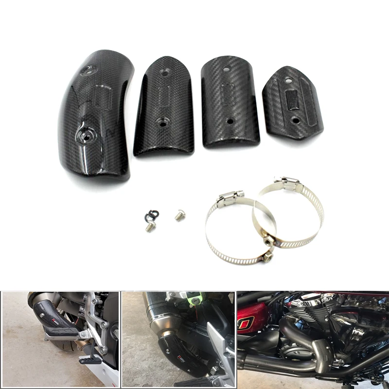 

Universal Real carbon fiber Anti-scald Shell Modified Motorcycle Middle Connecting Pipe Protector Cover Heel Guard