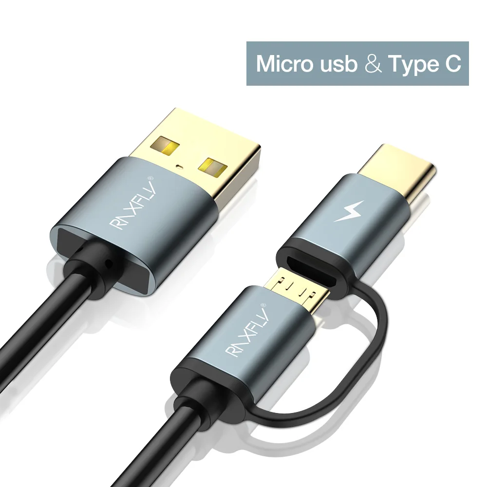 RAXFLY 2 в 1 USB кабель Quick Charge 3,0 Micro usb type-C кабель для samsung S9 Note 9 8 пружинный провод быстрой зарядки для huawei P20 - Color: USB Cable