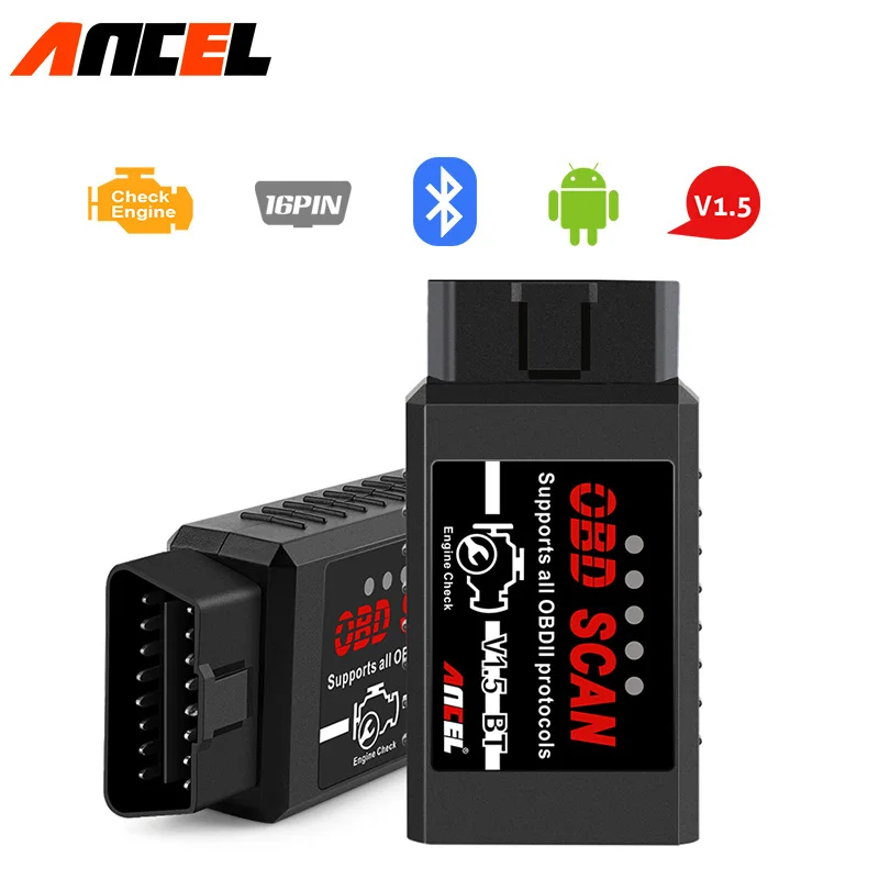 Ancel ELM327 OBD2 Bluetooth Scanner Automotive OBD 2 v1.5 Car Diagnostic Tool ELM327 v1.5 Pic18f25k80 ODB2 ELM327 Bluetooth mini elm327 l v1 5 obd2 bluetooth car diagnostic tool scanner interfac