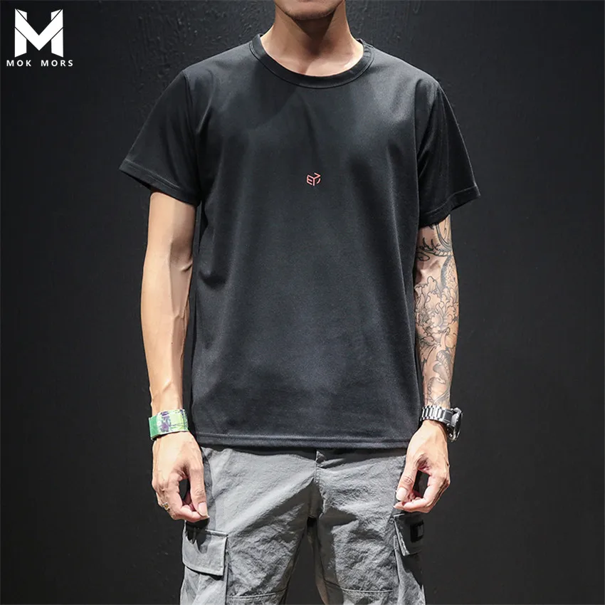 

218 Summer New Loose Men T-shirt Fashion Tide Brand Round Neck Geometric Pattern Creative Fun Print 100% Cotton Mens T-shirts