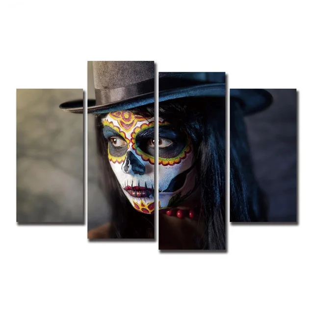 Wall Halloween Canvas Pictures Mask girl Art Paintings For Home Decor