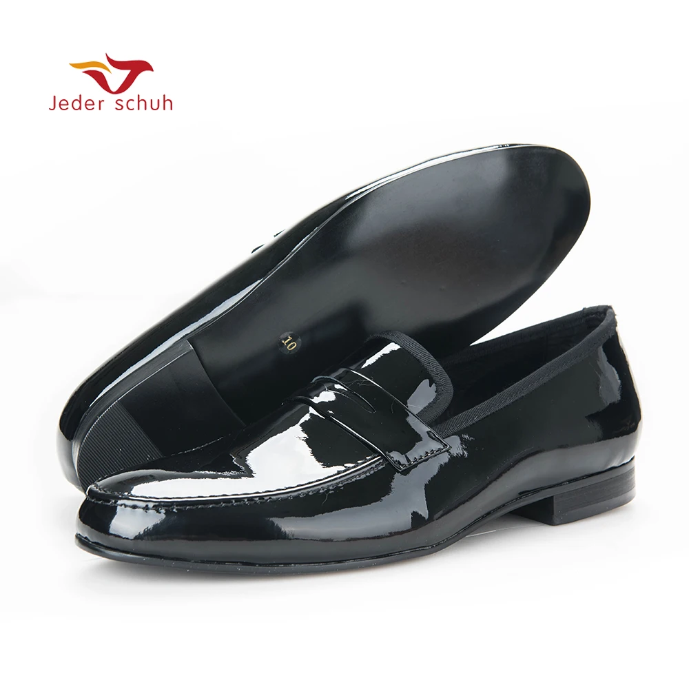2017 casual shoes fashion Black Patent Leather Shoes Men Party and Wedding Loafers Men Flats Size US 6-14 Free shipping