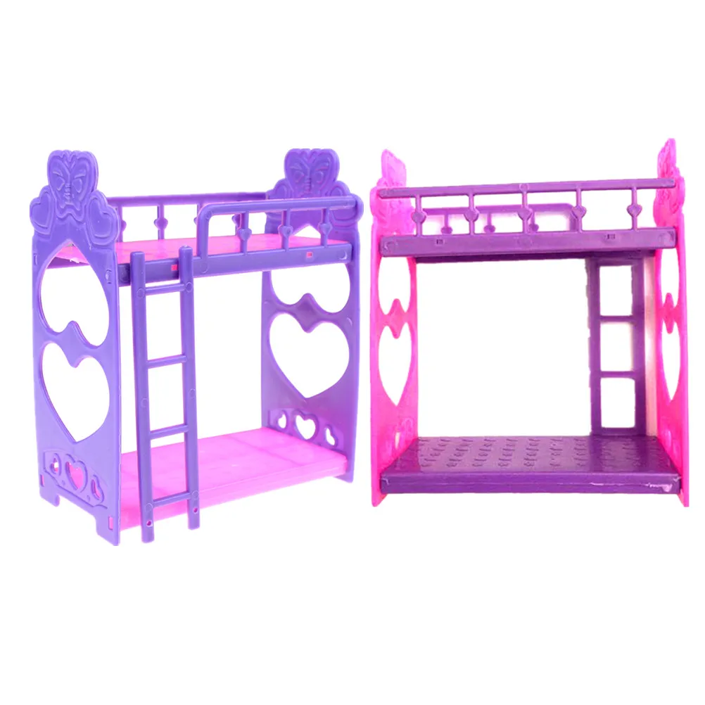 

Pink Yellow Or Purple Girl Birthday Gift Plastic Double Bed Fashion Plastic Bed Bedroom Furniture For Girl Dolls Dollhouse