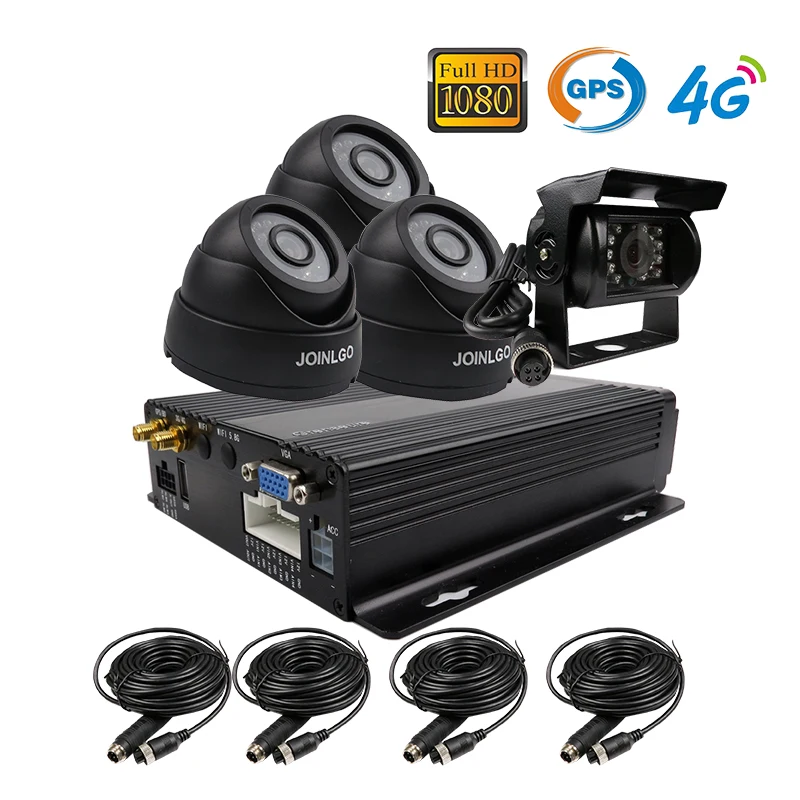 

Free Shipping 4 Channel GPS 4G 1080P AHD SD Car DVR MDVR Video Recorder Realtime Monitor Rear View Dome Camera for Truck Van Bus