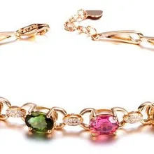 Юбилейный подарок GVBORI 18 К золото натуральный зеленый/красный драгоценный камень ювелирные изделия браслет с бриллиантами для женщин ювелирные изделия Валентина