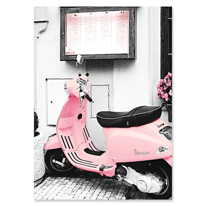 Современные украшения Розовый Прекрасный Электрический автомобиль плакаты и принты цветок море холст Рисование воздушный шар картина для комнаты девушки - Цвет: 02
