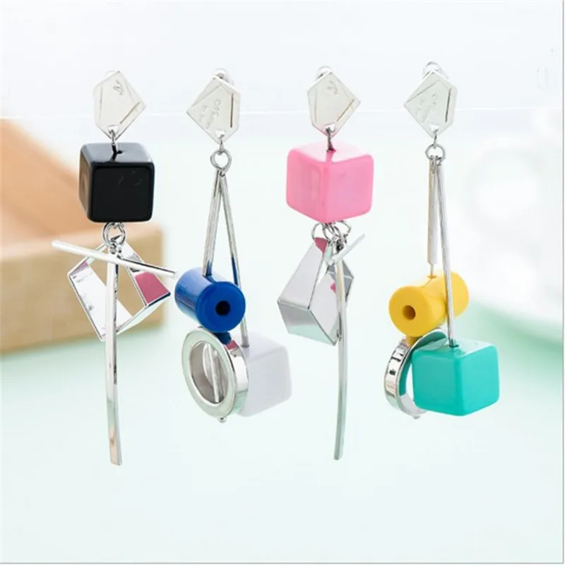 

New Elegant Woman Drop Earrings Personality Cute Asymmetric Geometric Resin Dangle Earrings Fashion Jewelry