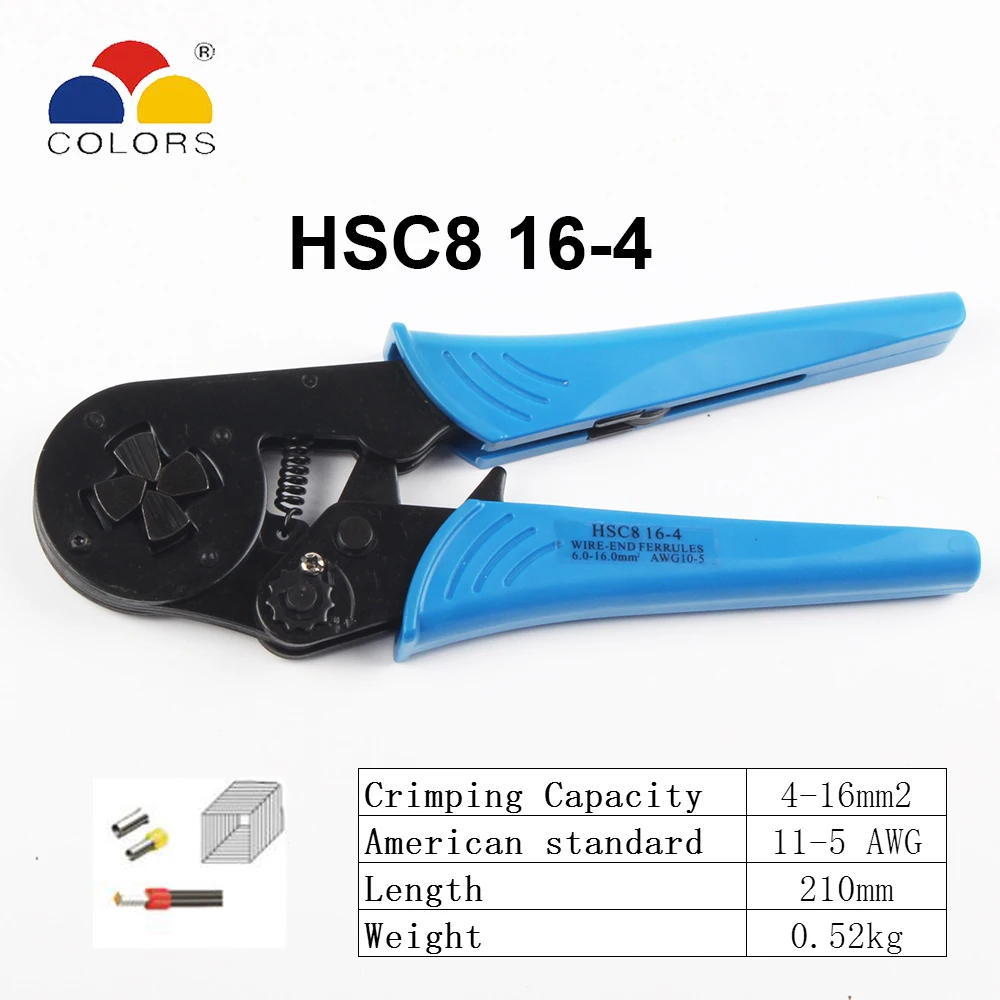 6-6 0,25-6 мм 23-10AWG шестигранник 10S 0,25-10 мм 23-7AWG четырехсторонняя трубка обжимные клещи обжимные ручные инструменты HSC8 - Цвет: HSC8 16-4