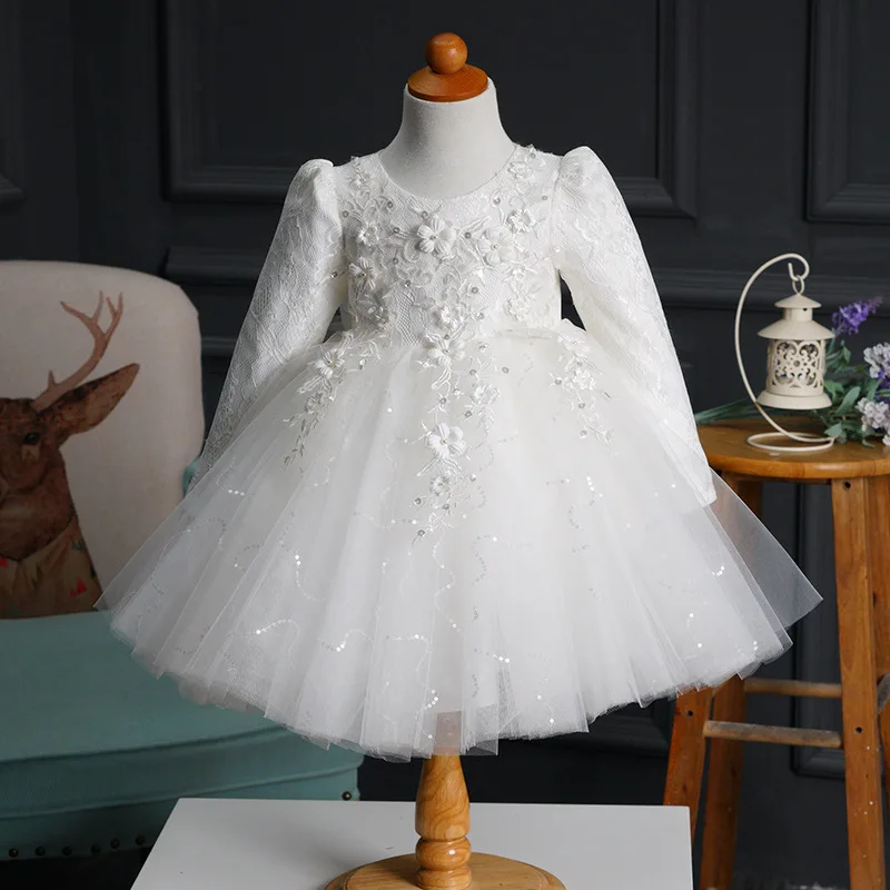 

Free shipping new spring autumn baby girls princess dress long sleeved children wedding girls dress