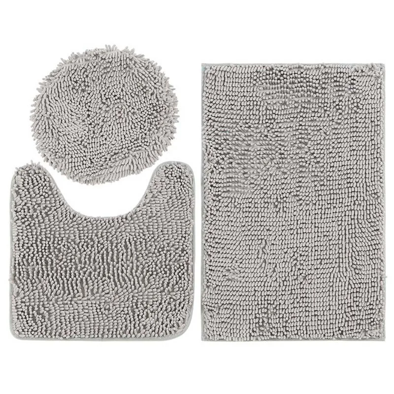 

1 Set Closestool Mat Square Round U Shape Chenille Anti-slip Mats for Bathroom XB 66