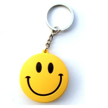 

Keychain Smiley face pvc silicone chain key ring holder Christmas gifts keys Jewelry pandant brand fashion chaveiro 100pcs