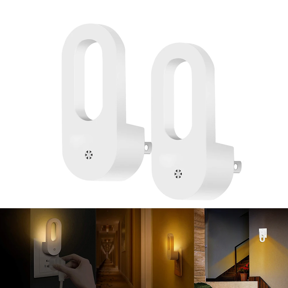 

YWXLight 2Pcs Lntelligent Light Perception LED Night Light EU Plug/US Plug for Basement Bedroom Hallway Wall Cabinet Light