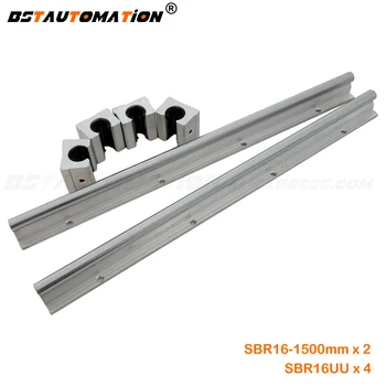 

2pcs SBR16 linear round guide rail 1500mm + 4pcs SBR16UU Bearing slide block in customize length