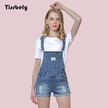 Tissbely Комбинезоны шорты рваные джинсы для женщин стиль сафари спереди большая сумка рваные постепенные изменения комбинезоны брюки