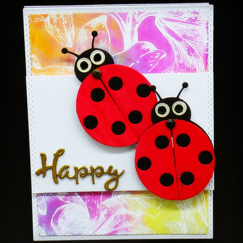 

YLCD1535 Happy Ladybug Metal Cutting Dies For Scrapbooking Stencils DIY Album Cards Decoration Embossing Folder Die Cuts Tools