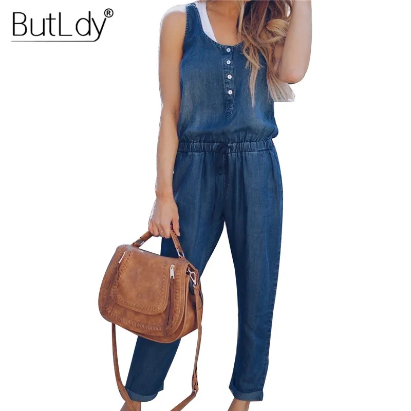 Ремень джинсовые комбинезон женщин с открытыми плечами джинсы 2019 Лето длинный
